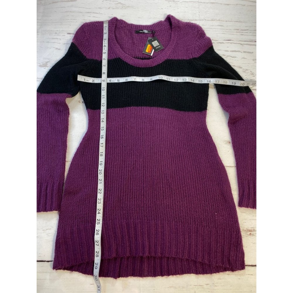 Daisy Fuentes Color Block Mini Sweater Dress Scoop Neck Size Small NWT - Picture 5 of 8